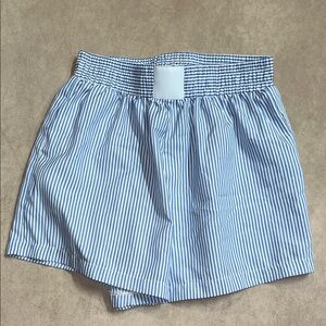 Blue and White Striped Shorts